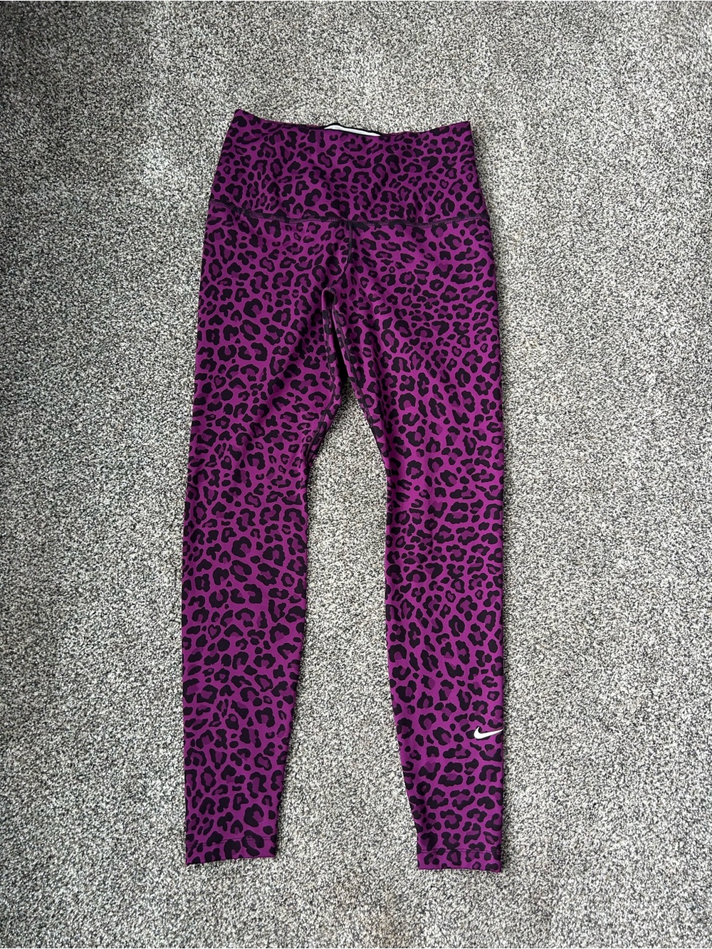 Nike Women’s Dri Fit One High Waisted Leggings, Purple Leopard Print